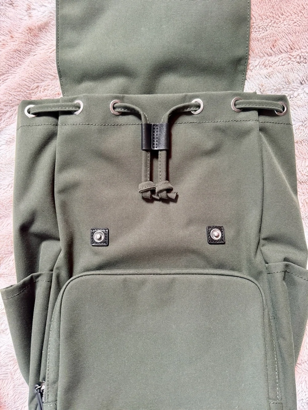 Everlane The Canvas Backpack Forest Green Front Pocket new with tags